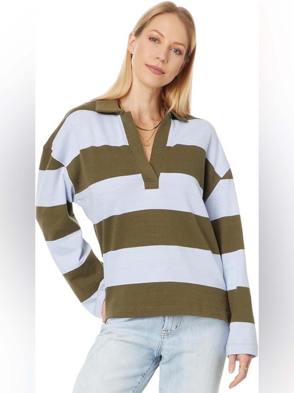 Madewell Rugby Polo Tee in Stripe